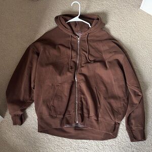 Brandy Melville Brown Oversized Zip Up